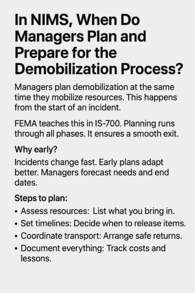 In NIMS, When Do Managers Plan and Prepare for the Demobilization Process?