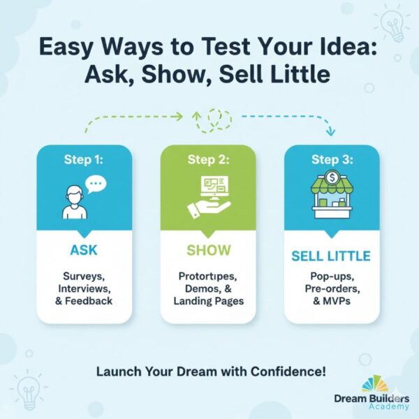Easy Ways to Test Your Idea: Ask, Show, Sell Little